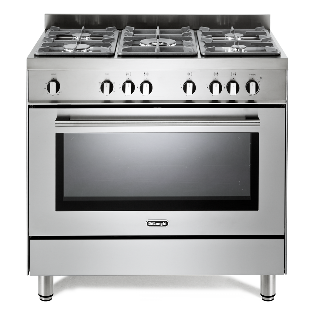 Modern single cavity gas Range Cooker in Stainless Steel De'Longhi