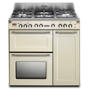 De'Longhi Vintage three cavity dual fuel range cooker in cream D3VR 908 DF