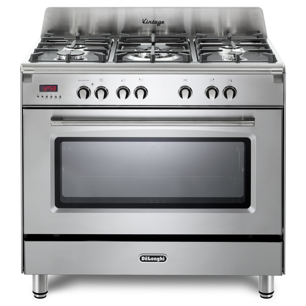 Vintage single cavity dual fuel Range Cooker in Stainless Steel De'Longhi